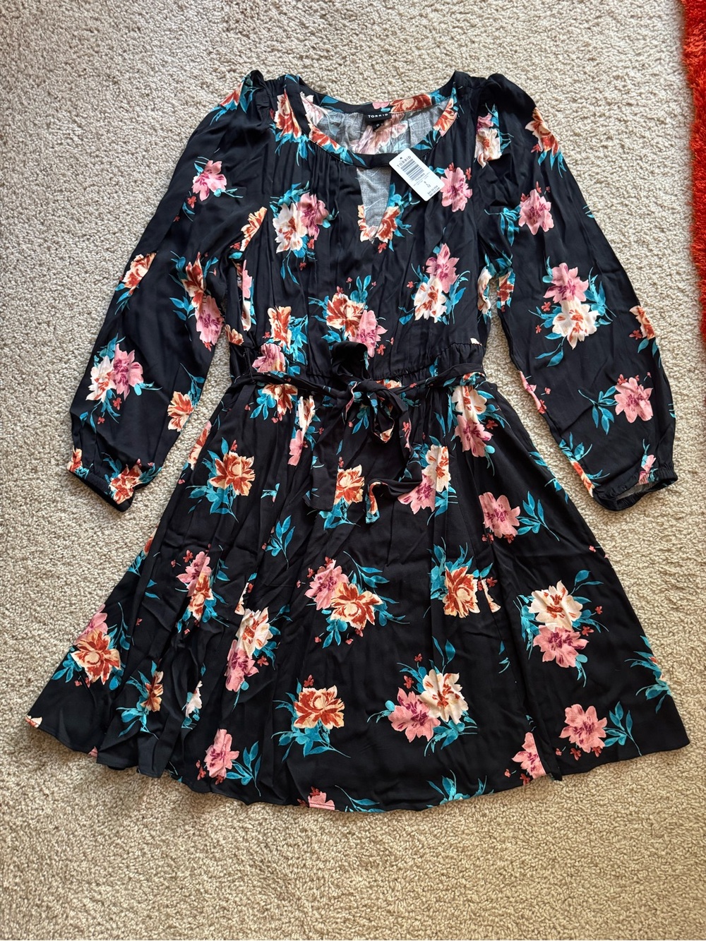 Long Sleeve Floral Fit & Flare Dress